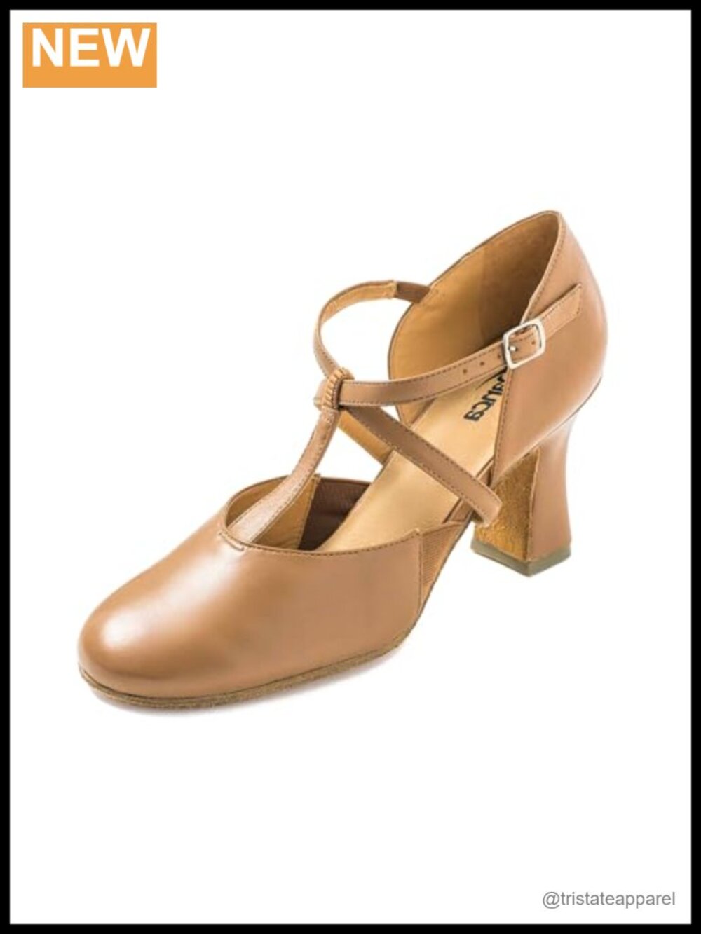 Dance Shoes 3" Heel T-Strap Suede Sole Leather Upper